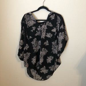 Black / Tan floral blouse